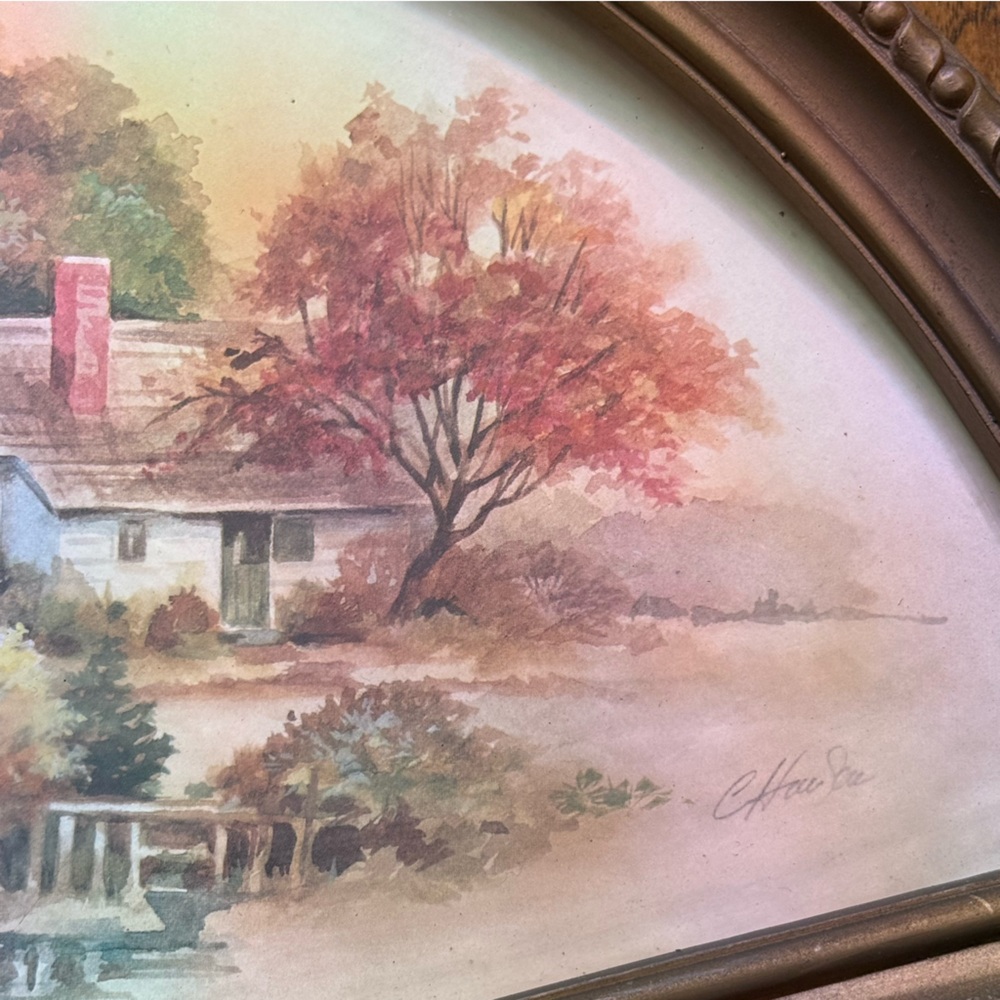 Homco 1980s vintage ornate fan shaped farmhouse print wall decor - Picture 3 of 7